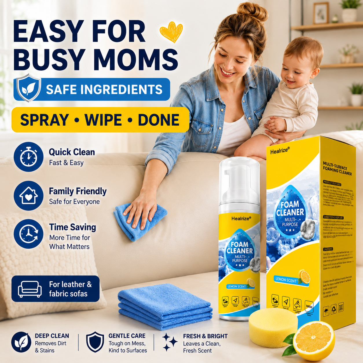 🔥 Healrize® 4-in-1 Multi-Enzyme Foam Cleaner | Deep Cleaning Foam for Car Interior, Sofa, Kitchen & Bathroom✨✨2