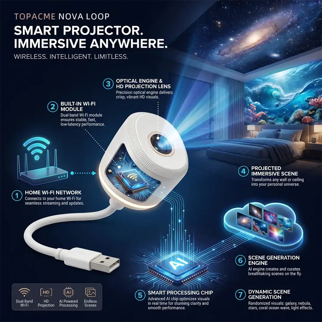 🌌TIMNAMY® NEXT-GEN SMART PROJECTION HD Smart Dynamic 5D Holographic Night Light Projector🌌
