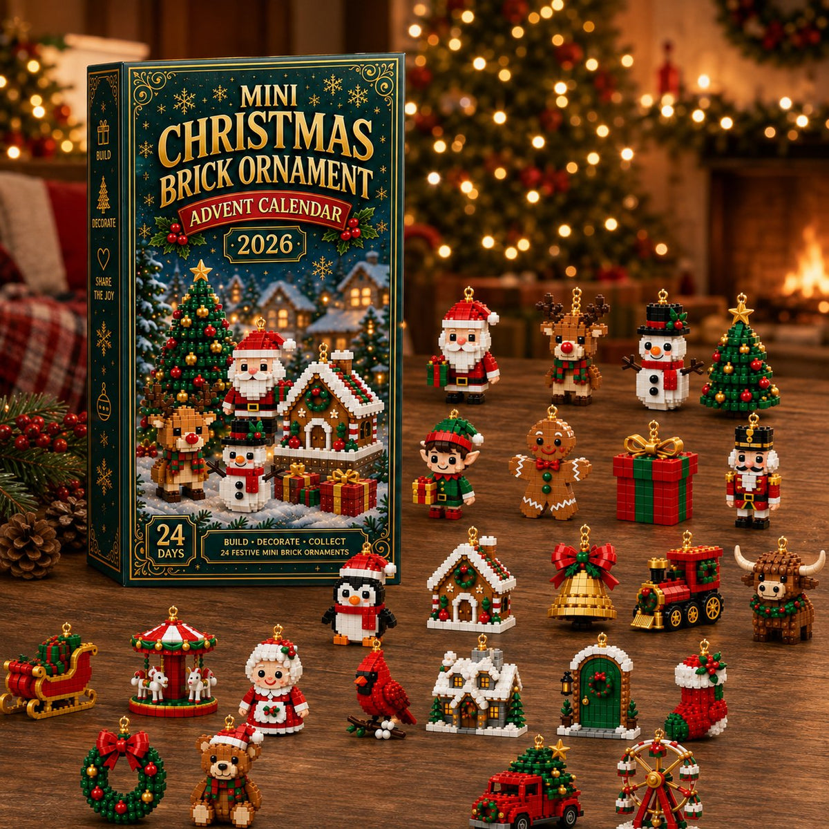 ⏳ Last day to save 49% – 🎄 24-Day Mini Christmas Ornament Advent Calendar | 24 unique festive buildable designs with hanging loops—perfect for decorating Christmas trees, wreaths, and holiday displays🎁