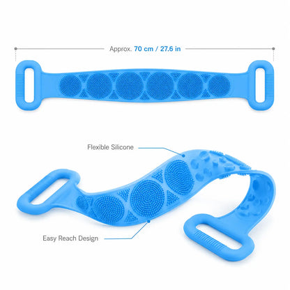 🐳 Healrize®  27.6" Dual-Sided Silicone Back Scrubber — Extra-Long Flexible Bath Strap with Easy-Grip Handles🐳