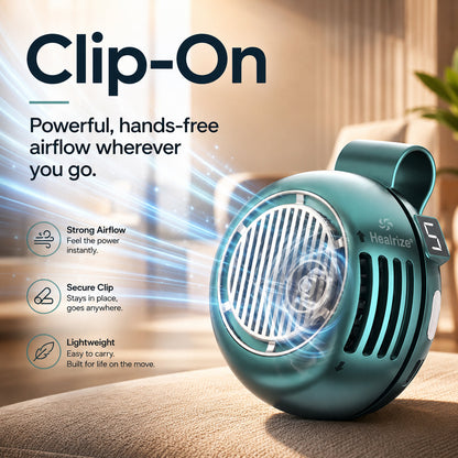 Healrize® Portable Bladeless Waist Clip Fan | Hands-Free USB Rechargeable Cooling Fan with 3 Speeds for Outdoor, Work & Travel🎁