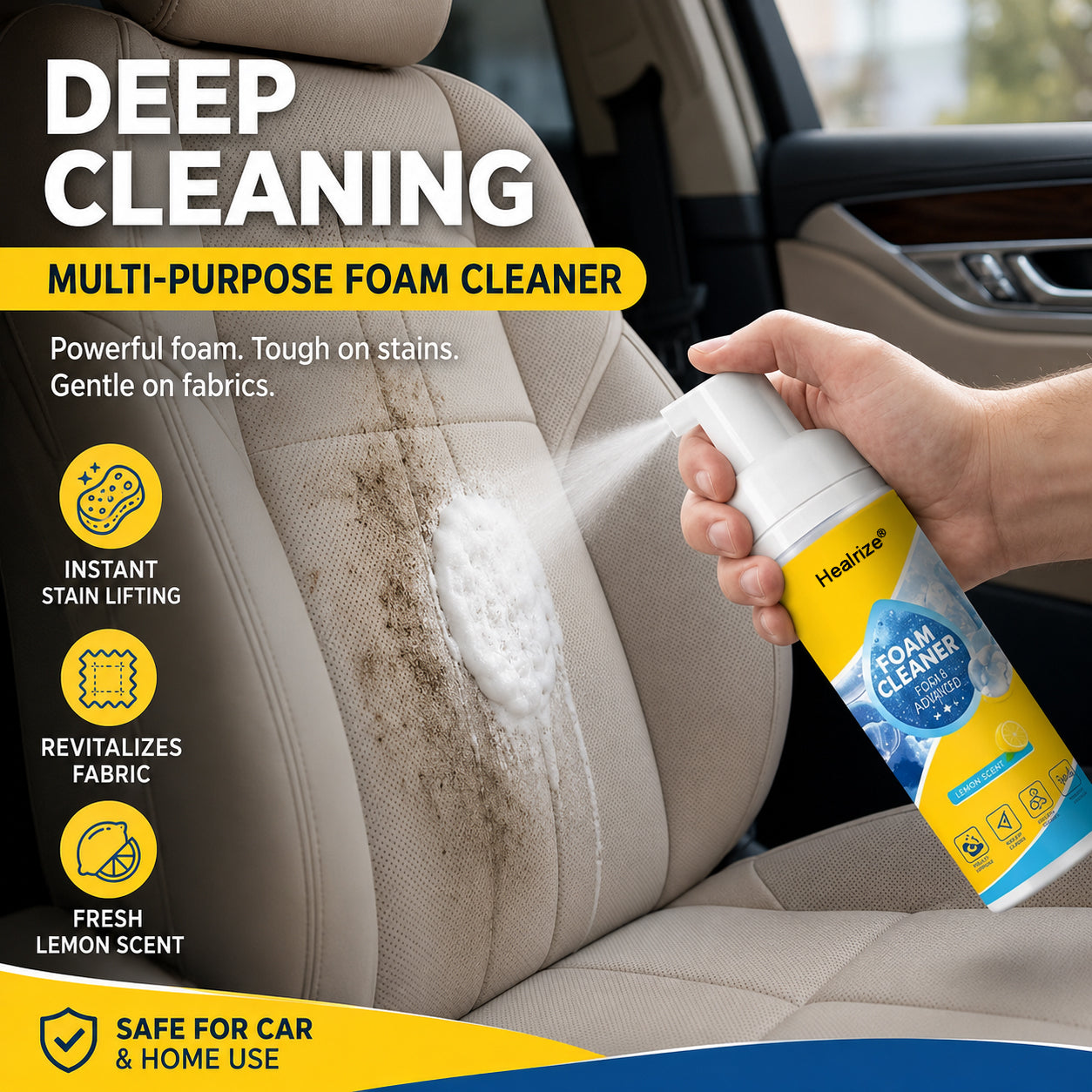 🔥 Healrize® 4-in-1 Multi-Enzyme Foam Cleaner | Deep Cleaning Foam for Car Interior, Sofa, Kitchen & Bathroom✨✨2