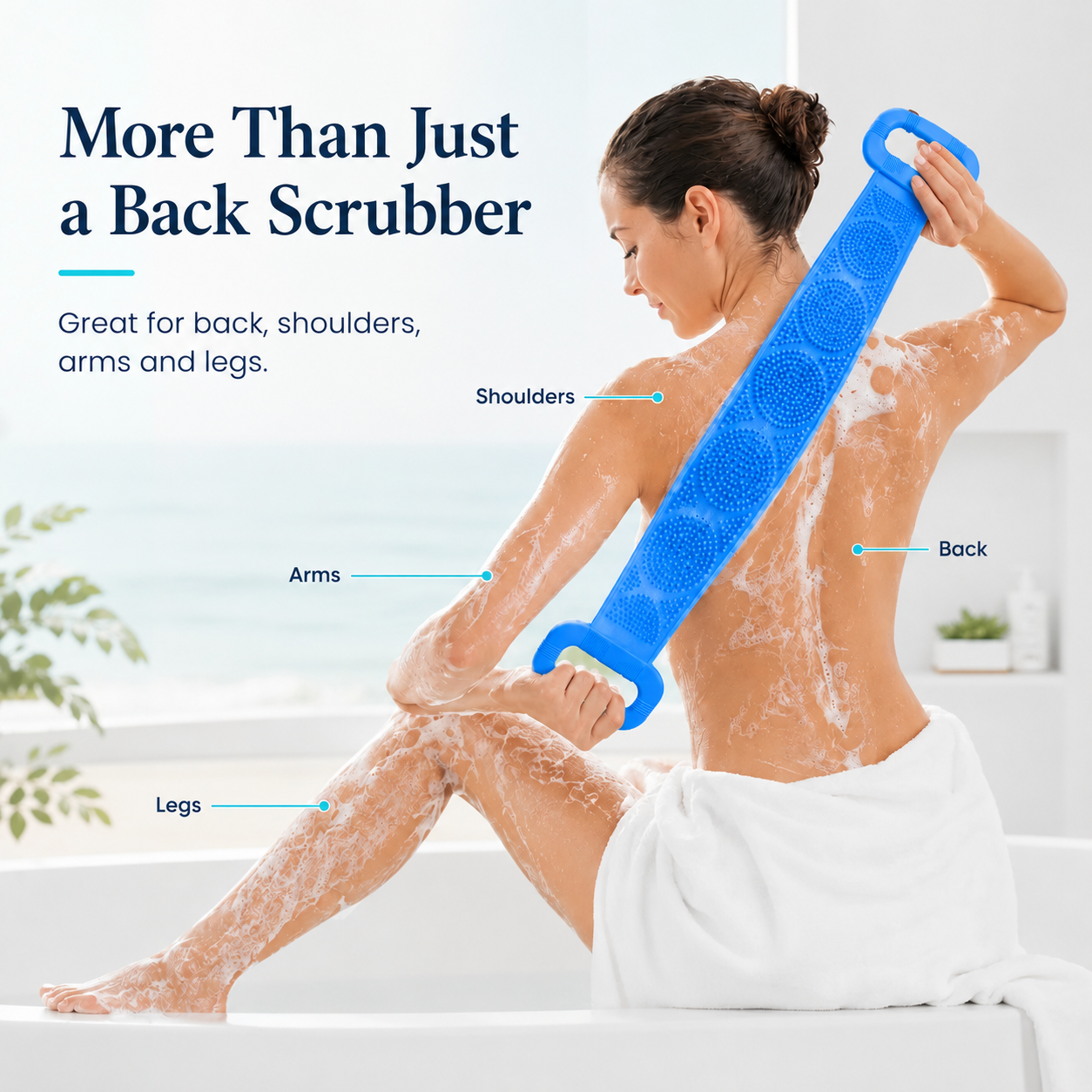 🐳 Healrize®  27.6" Dual-Sided Silicone Back Scrubber — Extra-Long Flexible Bath Strap with Easy-Grip Handles🐳