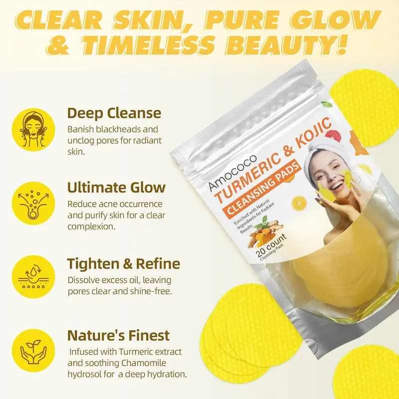 Turmeric & Kojic Cleansing Pads - 20pcs Deep Clean❤️