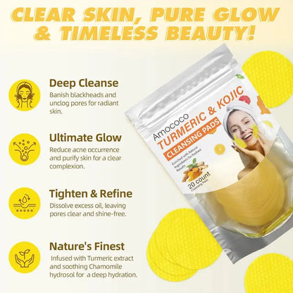 Turmeric & Kojic Cleansing Pads - 20pcs Deep Clean❤️