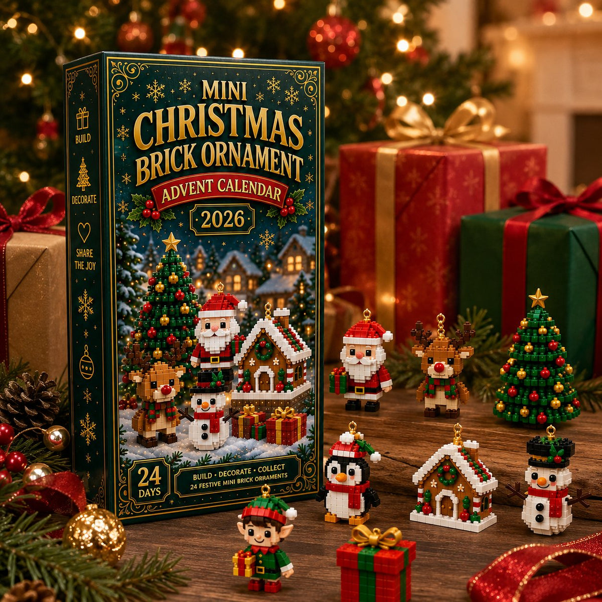 ⏳ Last day to save 49% – 🎄 24-Day Mini Christmas Ornament Advent Calendar | 24 unique festive buildable designs with hanging loops—perfect for decorating Christmas trees, wreaths, and holiday displays🎁